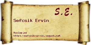 Sefcsik Ervin névjegykártya