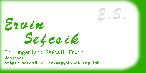 ervin sefcsik business card